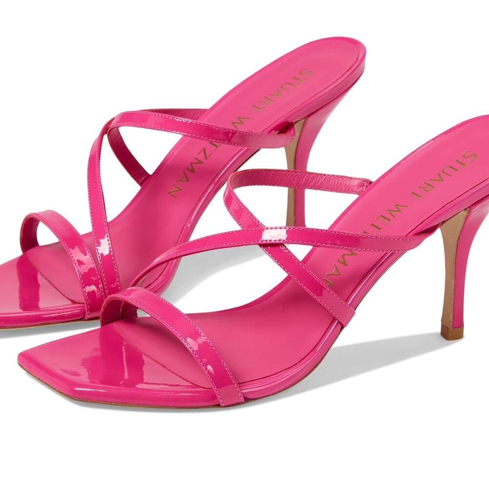 Stuart Weitzman Strapeze 85mm Hot Pink Slide Magenta 9 B